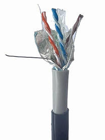 Екранований FTP-кабель CAT6, одножильна, мідь, гелеєве наповнення, AWG23, екранована, 305 м - MegaLavka