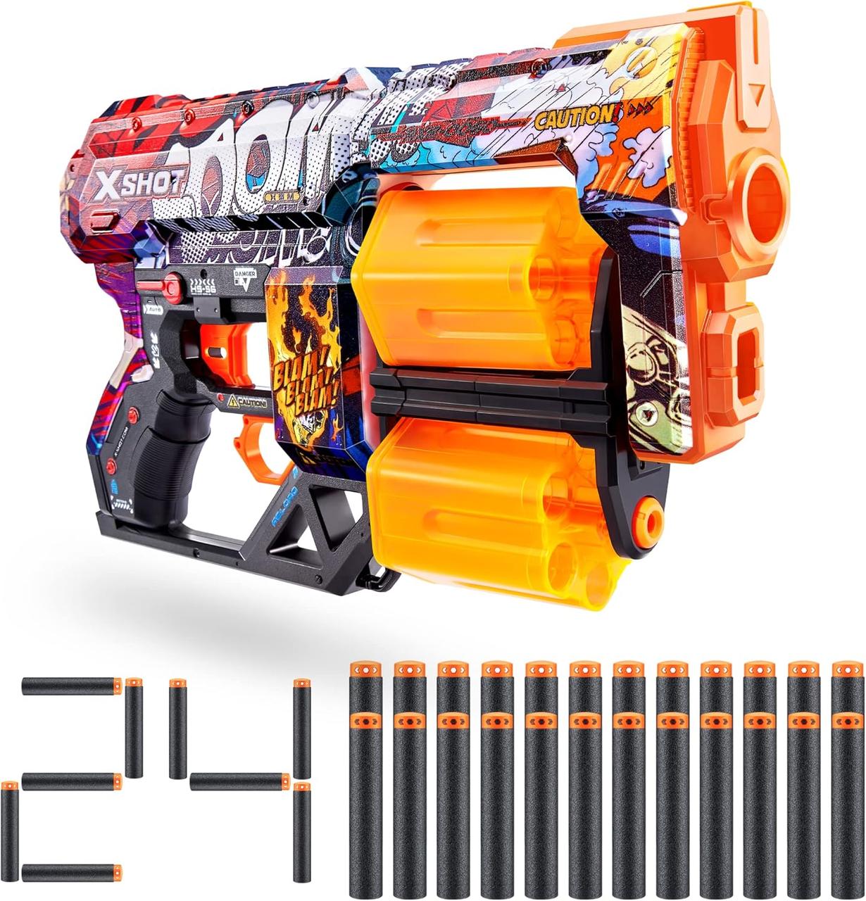 Скорострільний бластер X-SHOT Skins Dread, Boom, Foam Dart Blaster 24 Darts 36552A