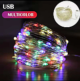 Гірлянда світлодіодна кольорова USB 100 led 10 метрів., фото 5