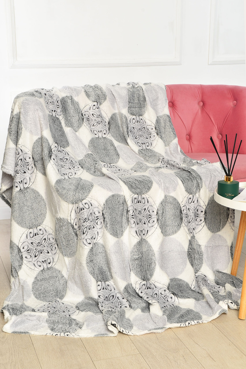 Плед білого кольору з принтом розмір 150*200 194107S, фото 1