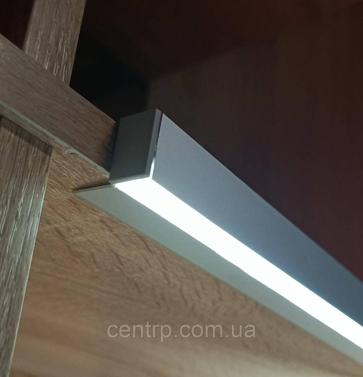 Профіль ЛЕД для двох сторонньої підсвітки поличок з ДСП товщиною 18 мм DualShine Panel, довжина 3м, срібло.