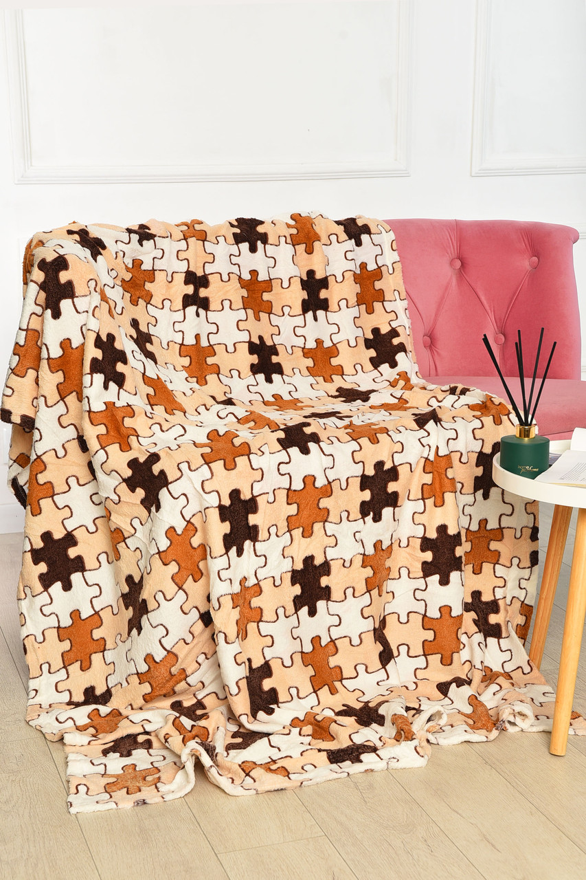 Плед темно-бежевого кольору з принтом розмір 150*200 194104P, фото 1