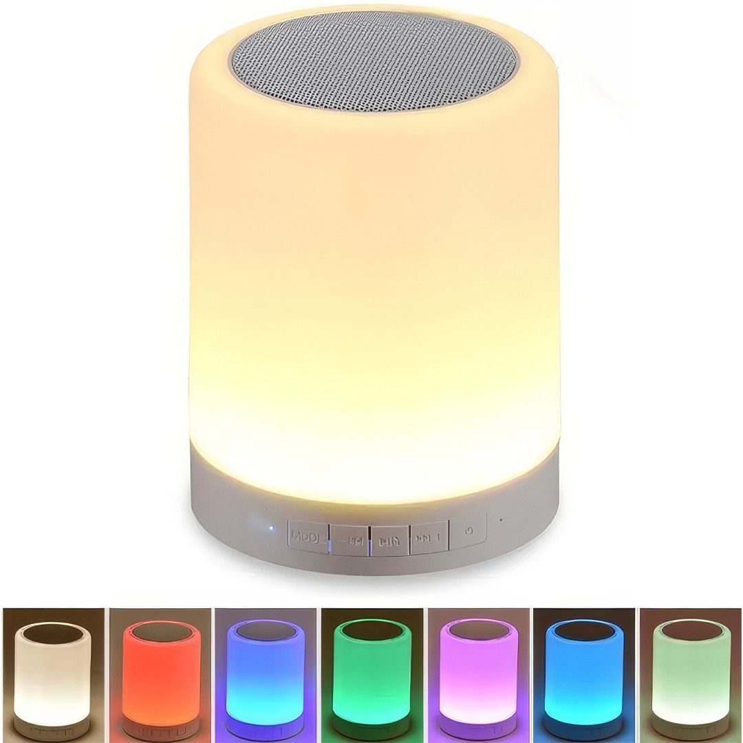 Портативна бездротова Bluetooth колонка-нічник з RGB підсвічуванням та сенсорним керуванням EL-543-33 Біла, фото 1
