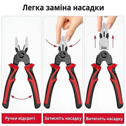 Плоскогубці універсальні 5 в 1 з набором головок для роботи з металом (20), фото 3