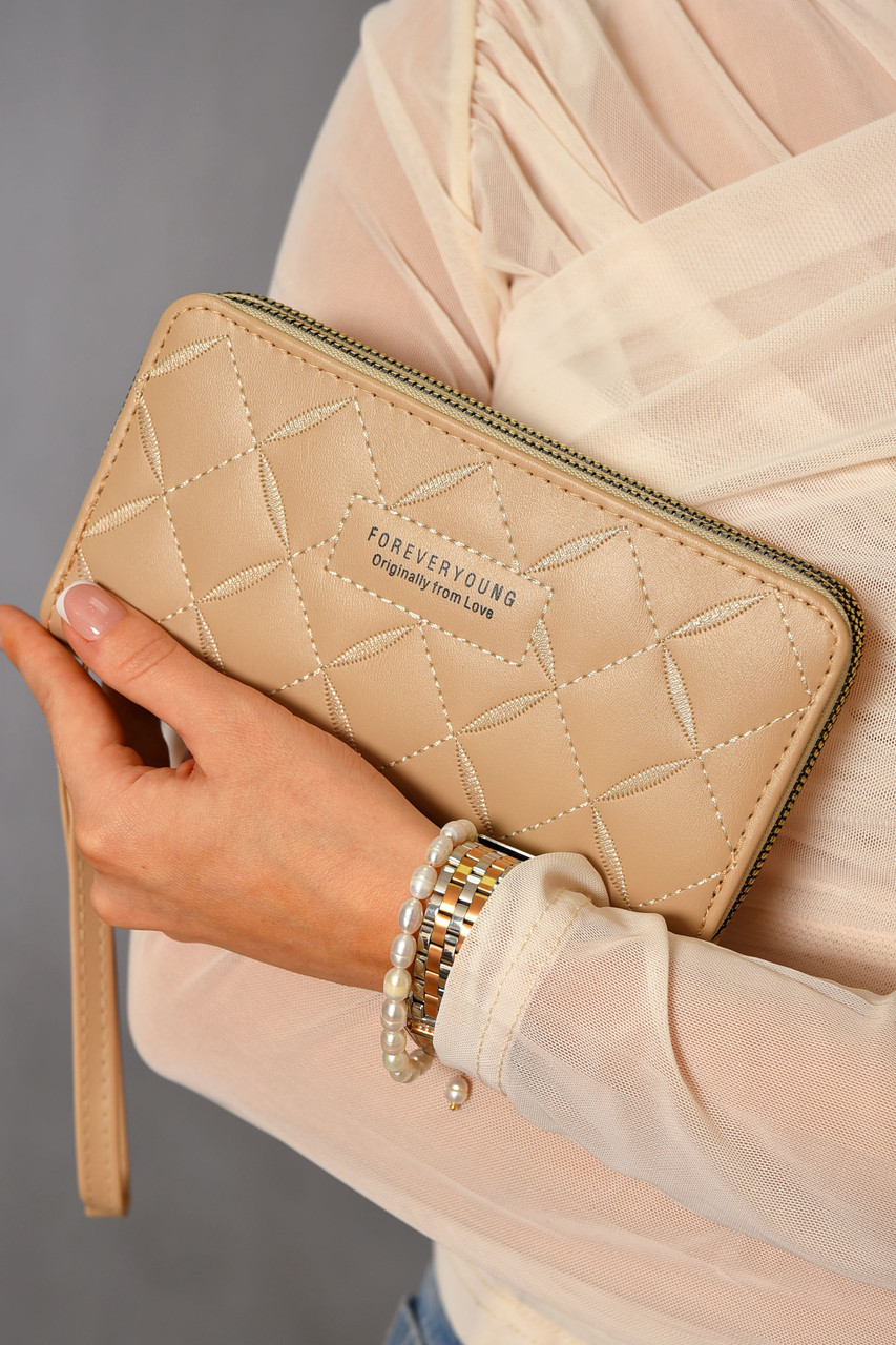 Гаманець жіночий з екошкіри бежевого кольору 193621P, фото 1