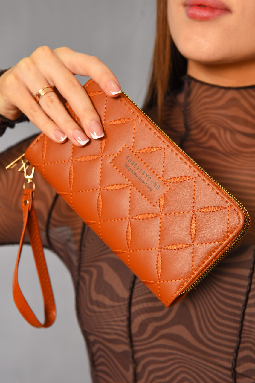 Гаманець жіночий з екошкіри коричневого кольору 193622P, фото 1