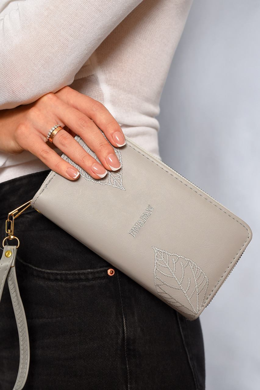 Гаманець жіночий з екошкіри сірого кольору 193624P, фото 1