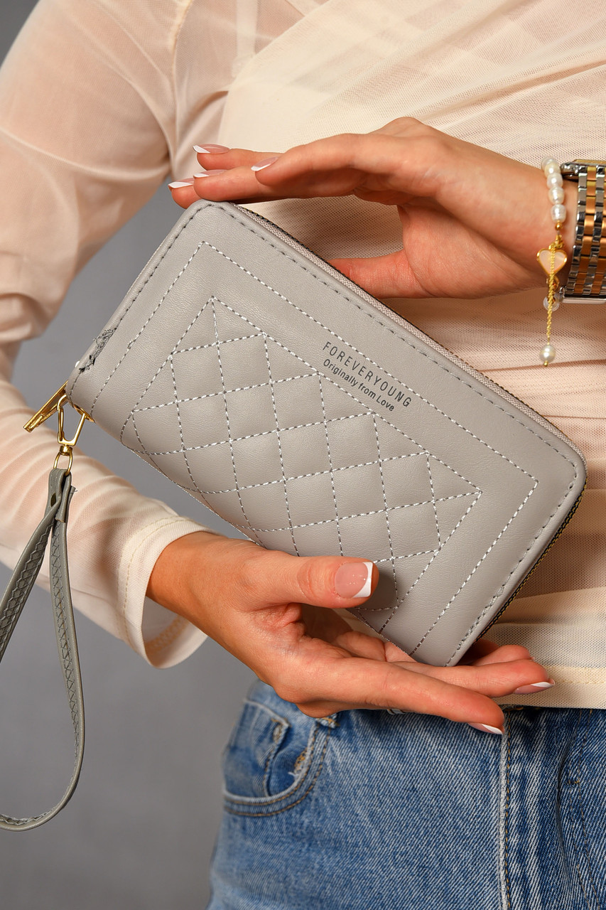 Гаманець жіночий з екошкіри сірого кольору 193654P, фото 1