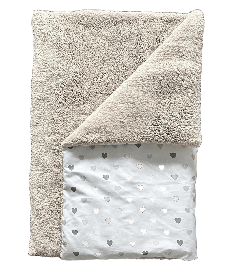 Якісний теплий плед «Тедді Сердечка» для новонароджених на зиму 100х80 см BST Бежевий з принтом