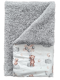 Якісний теплий плед «Тедді Ведмедик» для новонароджених на зиму 100х80 см BST Сірий з принтом