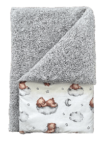 Якісний теплий плед «Тедді Ведмедики» для новонароджених на зиму 100х80 см BST Сірий з принтом