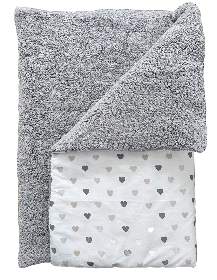 Якісний теплий плед «Тедді Сердечка» для новонароджених на зиму 100х80 см BST Сірий з принтом