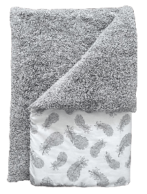 Якісний теплий плед «Тедді Пір'їнки» для новонароджених на зиму 100х80 см BST Сірий з принтом