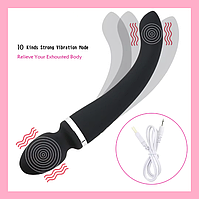 Двосторонній вібратор у формі мікрофона 22 см, стимулятор-вібромасажер для жінок, Інтимні іграшки