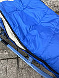 Конверт/чохол для санок, зі штучної овчини, на дві блискавки, із затяжками Синій ORG, фото 5