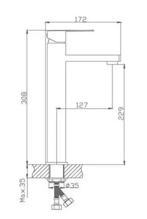 Змішувач для умивальника Dante KUB-001, високий з нержавіючої сталі, фото 2