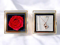 Оригинальный подарок девушке на 8 марта женщине Вечная Роза с кулоном поворотная колба необычный подарок