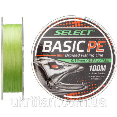 Оригінал! Шнур Select Basic PE 100m Light Green 0.16 mm 18lb/8.3kg (1870.27.50) — Вища якість!