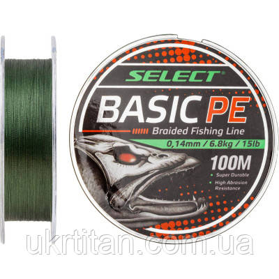 Оригінал! Шнур Select Basic PE 100m Dark Green 0.20 mm 28lb/12.7kg (1870.27.65) — Вища якість!