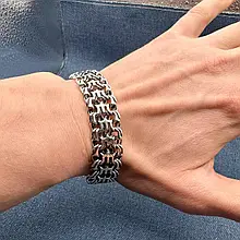 Чоловічий масивний браслет на руку Тризуб або Фараон срібло 925 проби вага від 45 до 50 г ширина 17 мм