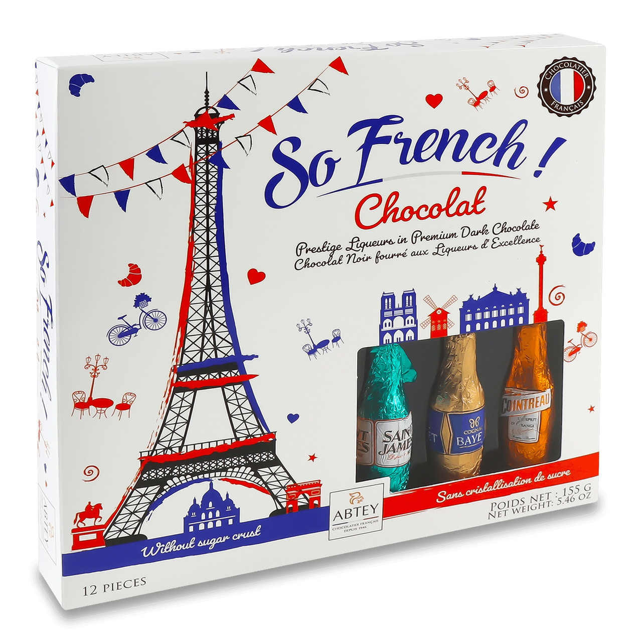 Цукерки із Чорного Шоколаду Пляшечки з Лікером So French Abtey 155 г Франція