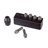 Цанга сталева НАБІР 6 шт Ø 1,0/1,5/2,0/2,4/3,0/3,2 мм + затискач PROXXON MICROMOT (28940)