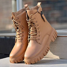 Черевики жіночі бежеві з хутром (А 3/10)