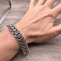 Мужской патриотический браслет с чернением Тризуб или Фараон 925 проба 17 мм ширина 45-50 г