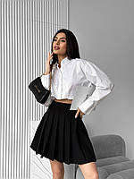 Юбка тенниска с шортиками ткань костюмка черная