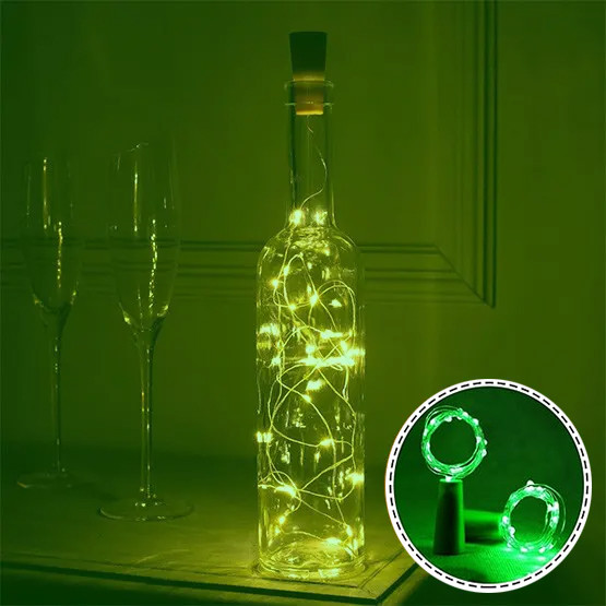 Гірлянда світлодіодна нитка на батарейках "Роса" з пробкою, 20 led, зелене світло