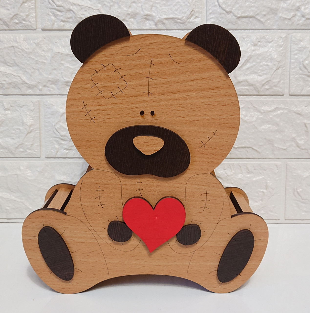 Шкатулка велика Ведмедик з серцем темний, фото 1