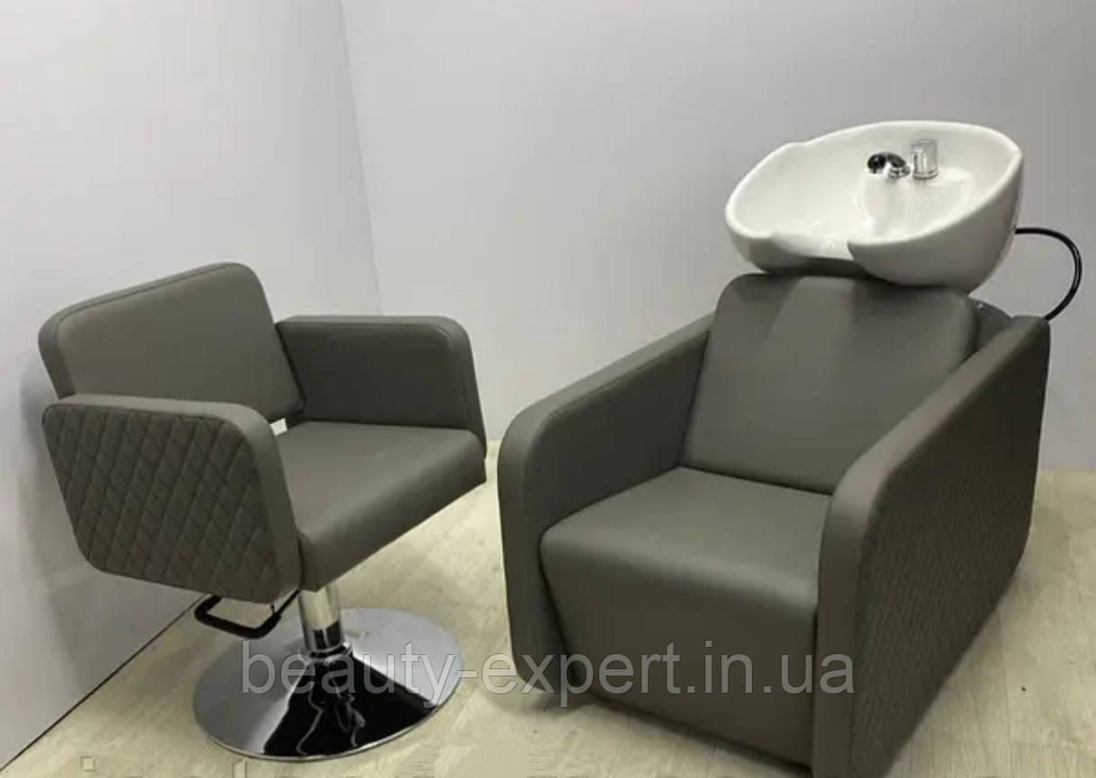 Сучасний комплект меблів для перукарні Ванесса Grеy меблі для салону краси 2в1 з декоративною прострочкою