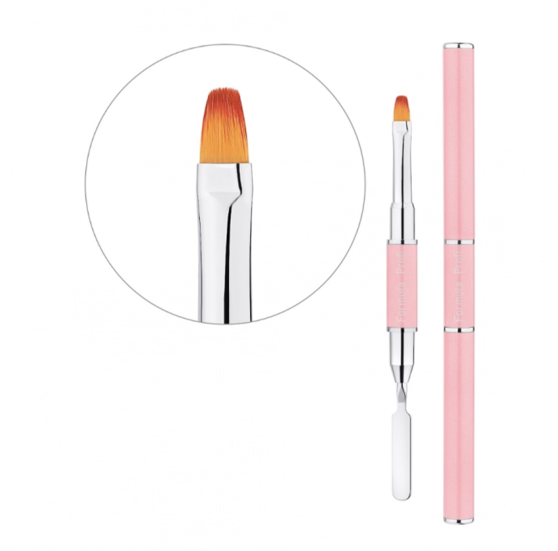 Пензель-шпатель Formula Profi 2 в 1, довжина ворсу 9 мм (рожева з блискітками), фото 1