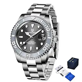 Чоловічий механічний годинник Pagani Design PD-1651 Yacht Master Silver-Black