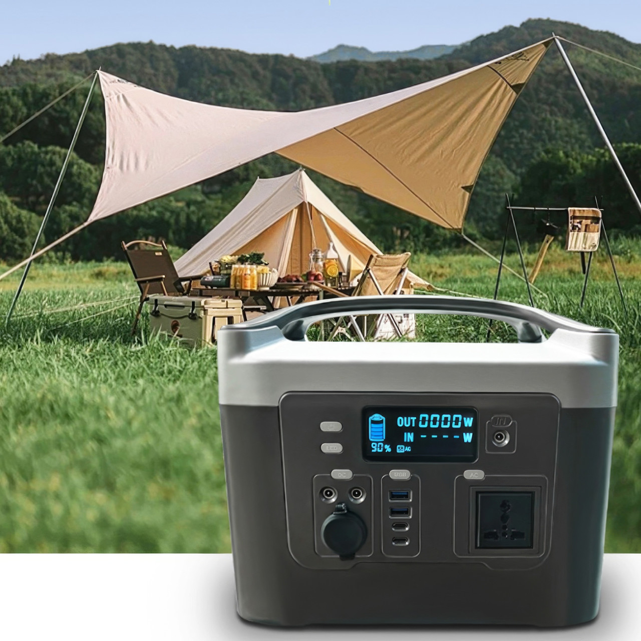 Зарядна станція для дому з чистою синусоїдою UKC Sine 800w 12V, 50A, екофлоу для дому, повербанк станція