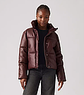 Куртка жіноча демісезонна Levi's Faux Leather Puffer Jacket, Бордова М, фото 2