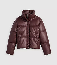 Куртка жіноча демісезонна Levi's Faux Leather Puffer Jacket, Бордова М