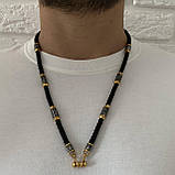 Шовковий шнурок із позолоченими вставками та Перехідником під хрест або підвіску., фото 2