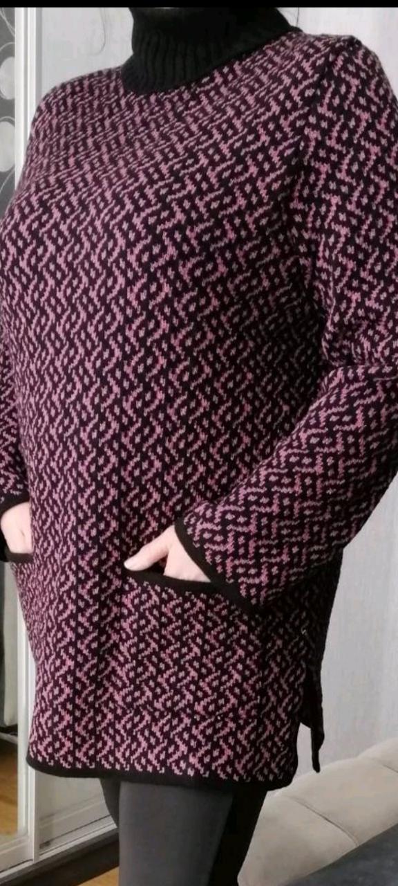 В'язана туніка светр під горло для повних жінок на зиму