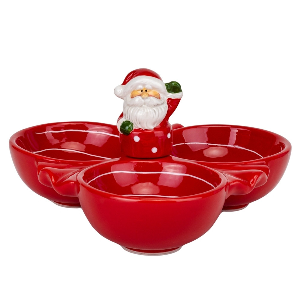 Різдвяна керамічна піала для сервірування з Санта Клаусом "Санта в гостях" 22*23*12 см, фото 1