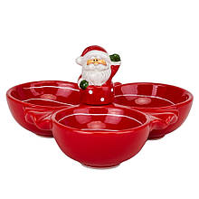 Різдвяна керамічна піала для сервірування з Санта Клаусом "Санта в гостях" 22*23*12 см