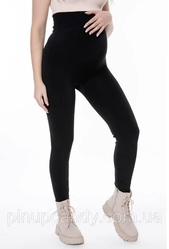 Теплі лосини для вагітних зимові на хутрі Selena (розміри: 42-56) чорні, фото 1