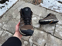 Чоловічі зимові кросівки з хутром Salomon X Ultra Pioneer Mid Gore-tex Brown коричневі водонепроникні, фото 5
