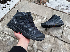 Чоловічі зимові кросівки з хутром Salomon X Ultra Pioneer Mid Gore-tex чорні з синім водонепроникні, фото 4