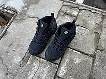 Чоловічі зимові кросівки з хутром Salomon X Ultra Pioneer Mid Gore-tex чорні з синім водонепроникні, фото 6