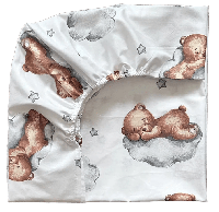 Змінне простирадло на гумці для дитячого ліжечка 120х60 см BST Білий з коричневим і сірим