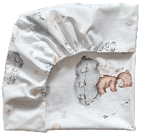 Змінне простирадло на гумці для дитячого ліжечка 120х60 см BST Білий з сірим і коричневим