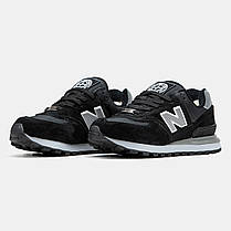 Зимові Чоловічі Кросівки New Balance 574 x Stone Island / Нью Беланс 574 Стоун Айленд Чорні з Сірим (Хутро), фото 5