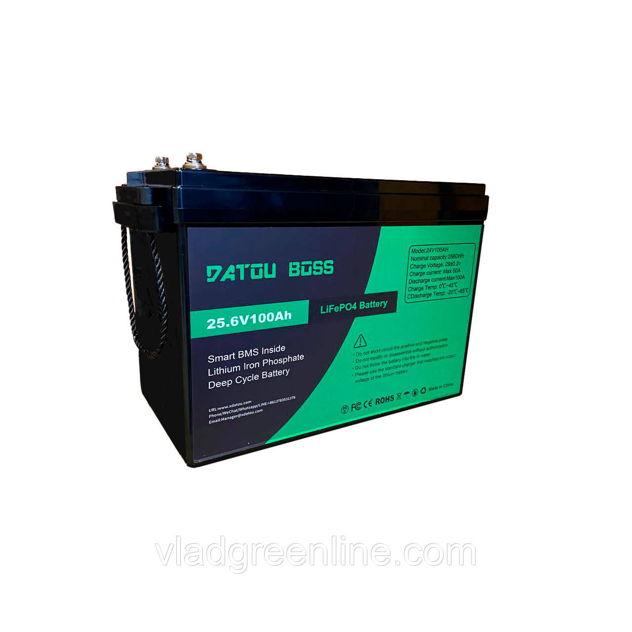 Акумулятор LiFePO4 100Ah 24V BMS 4000+ циклів зарядки (літій-залізо-фосфатний) DATOUBOSS