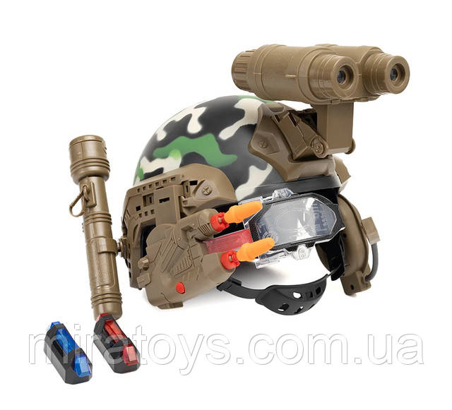 Детский военный шлем с фонариком и микрофоном, военный набор 1261
